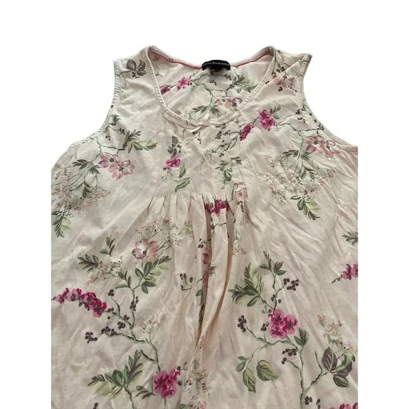 Miss Elaine Women's Cream Sleeveless Crew Neck Floral Top Size Large - Picture 4 of 5